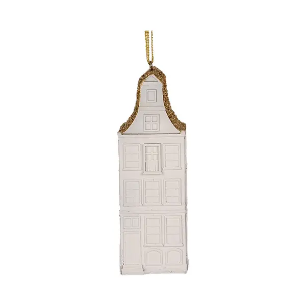 Clayre & Eef Kersthanger Huis 11 Cm Wit Kunststof thumbnail