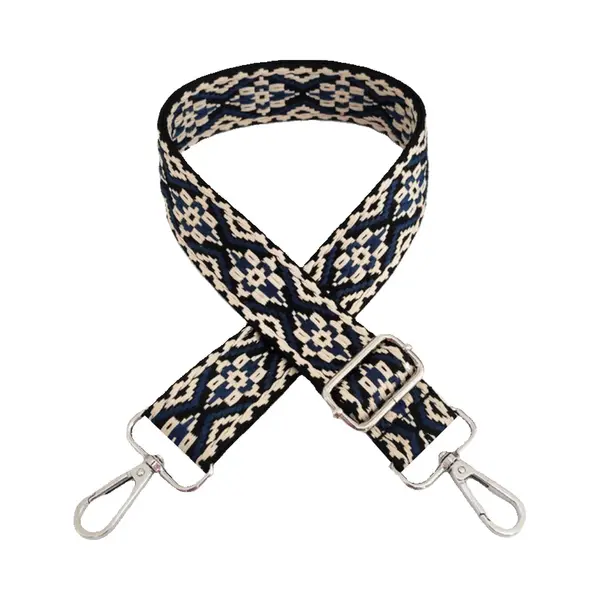 Bag Strap / Tas Riem Ibiza | Zwart/Blauw/Crème | 130 Cm X 3, 8 Cm | Tashengsel / Schouderriem | Fashion Favorite thumbnail