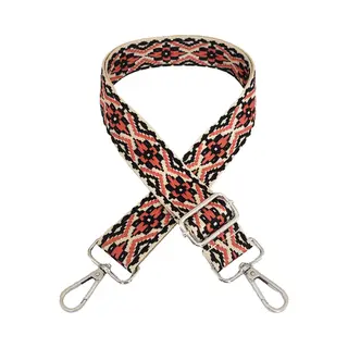 Bag Strap / Tas Riem Ibiza | Koraal/Zwart/Crème | 130 Cm X 3, 8 Cm | Tashengsel / Schouderriem | Fashion Favorite