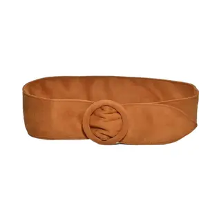 Suède Tailleriem / Wikkelriem - Cognac | Imitatieleer / Polyester | 110 X 7 Cm | Fashion Favorite