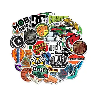 *** 50 Skateboard Sticker Mix Van Verschillende Stickers - Voor Skateboard, Fiets, Step, Laptop, Skateboard, Koffer, Helm, etc. - Van Heble® ***