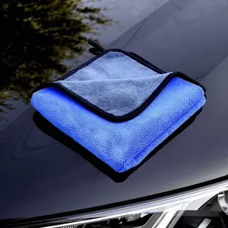 *** 5 X Premium Microvezel Auto Droogdoek - 30cm X 40cm - Poetsdoek - Duurzaam – Blauw En Grijs - Van Heble® ***