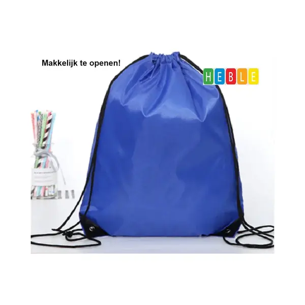 *** Gymtas Met Rijgkoord 12 Liter - Blauw - Zwemtasje - Van Heble® *** thumbnail