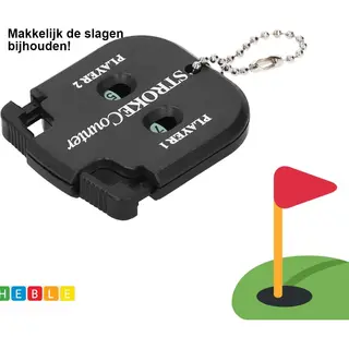 Heble® *** Golf Scoreteller - Slagenteller - Handteller, - Scoreteller - Golf Accessoire - 2 Scores Tegelijk Bijhouden - Zwart - Sleutelhanger - Sport