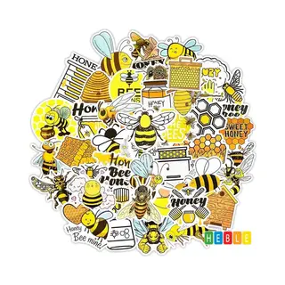 *** 50 Sticker Bijen Stickermix - 50 Stickers Met Bijtjes/honing/honey/imker/geel/honey Bee Bij Tekst Stickers - Van Heble® ***