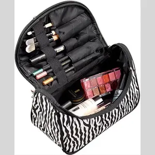 *** Make-up Tasje Met Spiegel - Vakantie Op Reis - Zebra - Een Handig En Stijlvol Accessoire - Van Heble® ***