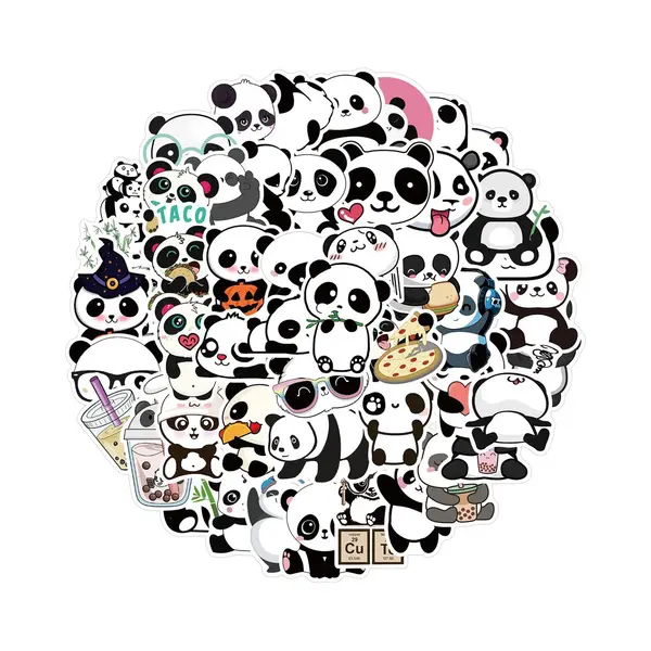 Heble® *** 50 Panda Stickers - Dieren - Laptop - En Bullet Journal Stickers - Voor Kinderen En Volwassenen - Perfect Voor Koffers, Notebooks En Meer - Van thumbnail