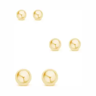 New Bling 929900169 Zilveren Oorknopjes - Setje - 3 Paar - Bolletjes - 3-4-5mm - 925 - Goudkleurig