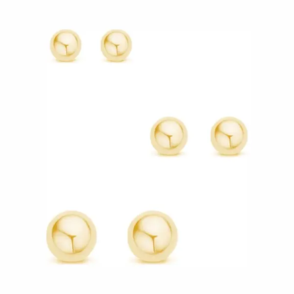 New Bling 929900169 Zilveren Oorknopjes - Setje - 3 Paar - Bolletjes - 3-4-5mm - 925 - Goudkleurig thumbnail