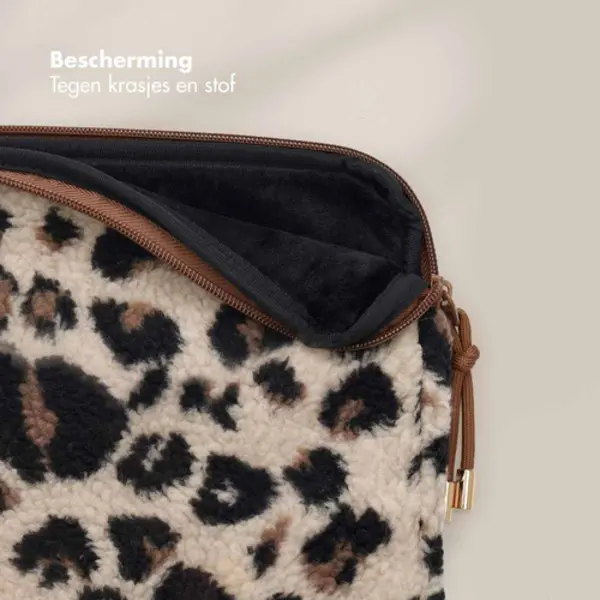 Selencia Teddy Laptop hoes 13-14 inch - Laptopsleeve - Leopard thumbnail