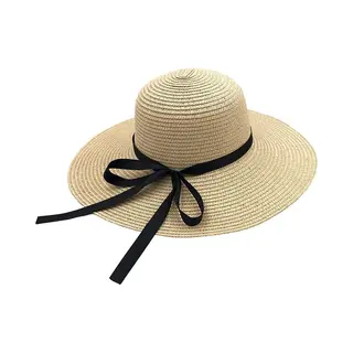 Rambux® - Zonnehoed Dames - Beige - Rieten Strandhoed - Strohoed Uv Werend - Hoed Verstelbaar & Vouwbaar - 55-58 Cm
