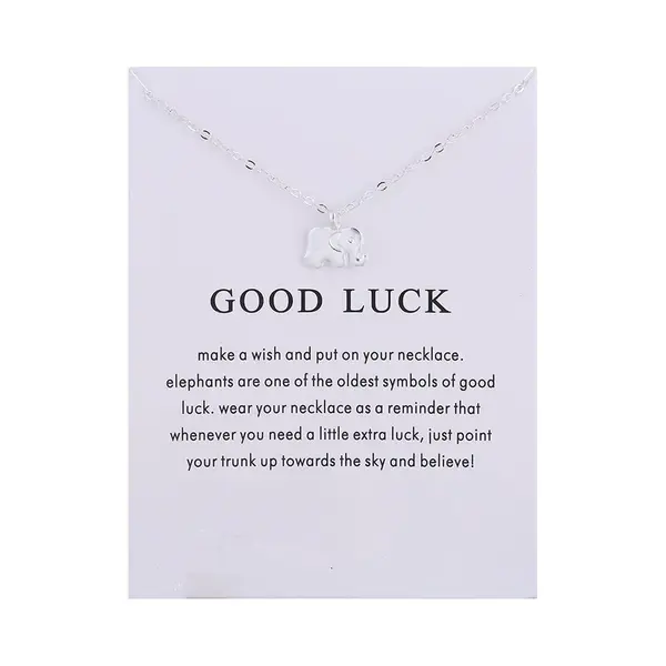 Bixorp Luck Zilveren Dames Ketting Met Olifant - "Good Luck" - 45/50cm - Cadeau Voor Vrouw - Zilverkleurig thumbnail