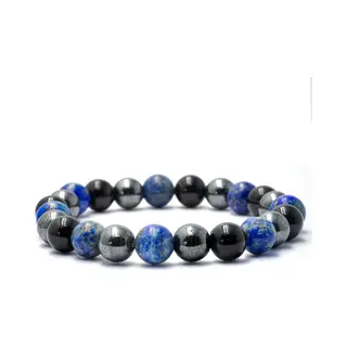 Bixorp Gems Lapis Lazuli + Hematiet + Onyx Edelstenen Armband - 8mm / 18cm - Triple Gemstone - Handgemaakte Edelsteen Armband
