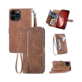 Jvs Products Hoesje Geschikt Voor OnePlus 10T - Bookcase - Koord - Pasjeshouder - Portemonnee - Bloemenpatroon - Kunstleer - Bruin