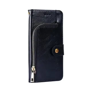 Jvs Products Hoesje Geschikt Voor IPhone 15 - Bookcase - Koord - Pasjeshouder - Portemonnee - Rits - Kunstleer - Zwart
