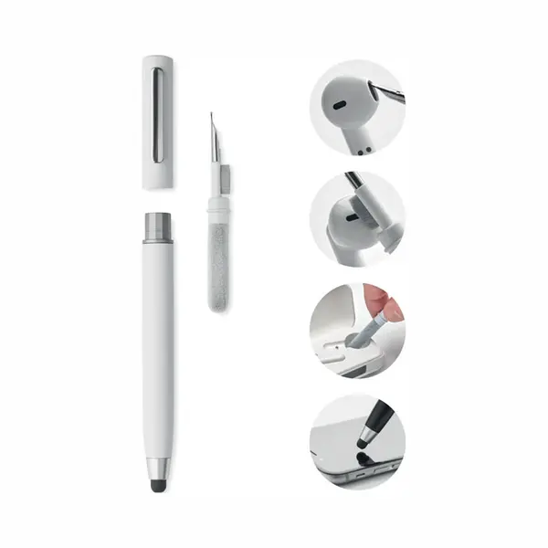 Stylus Pen - Balpen - Voor Tablet En Smartphone - Draadloze Oordopjes - Schoonmaken - Schoonmaakset - Abs - Wit thumbnail