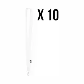 Rpet Keycord, 10 Stuks - Lanyard - Sleutelkoord - Sleutelhanger - Sleutels - Pashouder - Badgehouder - Wit