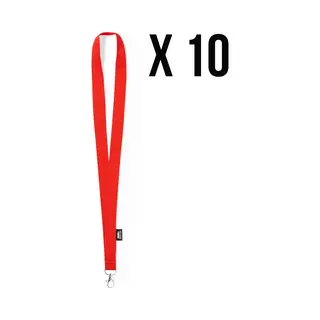 Rpet Keycord, 10 Stuks - Lanyard - Sleutelkoord - Sleutelhanger - Sleutels - Pashouder - Badgehouder - Rood