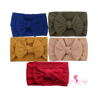 Haar In Stijl® Haarband Heidi 5 Pack - Autumn Herfst Set - Brede En Zachte Baby Haarband Met Een Strik - Meisjes Haaraccessoire Knoopje Geribbelde
