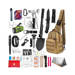 Qwality Survival Kit Xl – Incl. Noodradio - Nooduitrusting – 44-Delig - Professionele Survival Set – Noodpakket – Overlevingspakket – Survivalset -