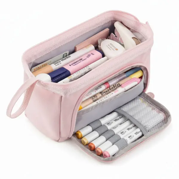 Etui Xl - Pennenzak - Roze - Pennenetui - Voor School - Grote - Trousse Scolaire - Voor Meisjes, Jongens En Volwassenen - Diydash thumbnail