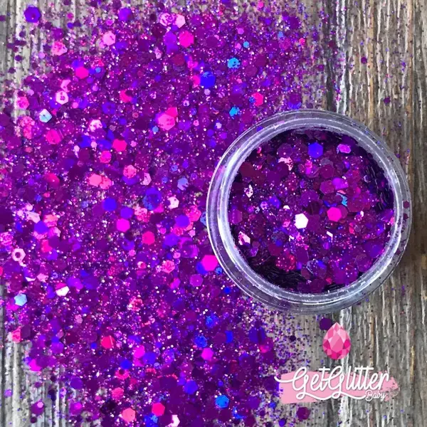 GetGlitterBaby® - Biologische / Biologisch Afbreekbare Paarse Chunky Festival Glitters Voor Lichaam En Gezicht / Biodegradable Face Body Jewels - thumbnail