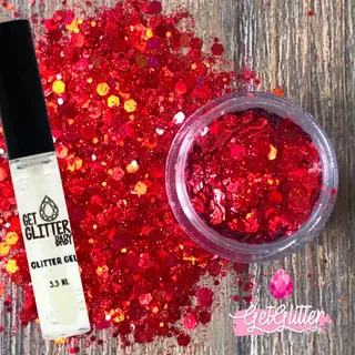 GetGlitterBaby® - Biologische / Biologisch Afbreekbare Rode Chunky Festival Glitters Voor Lichaam En Gezicht Jewels / Biodegradable Face Body