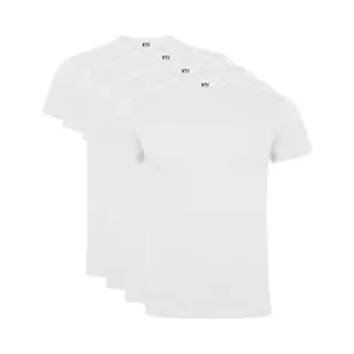 4 Pack Dogo Premium Unisex T-Shirt Merk Roly 100% Katoen Ronde Hals Wit, Maat S