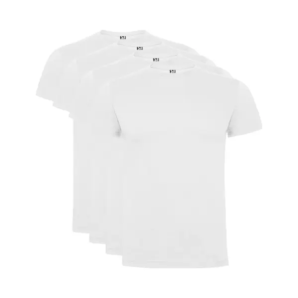 4 Pack Dogo Premium Unisex T-Shirt Merk Roly 100% Katoen Ronde Hals Wit, Maat S thumbnail