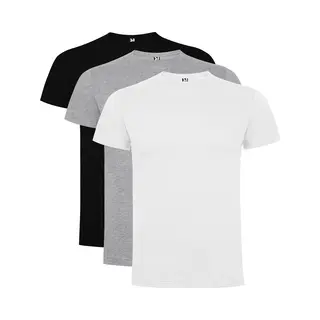 3 Pack Roly Atomic Basic T-Shirt 100% Biologisch Katoen Ronde Hals Wit, Grijs, Zwart Maat M