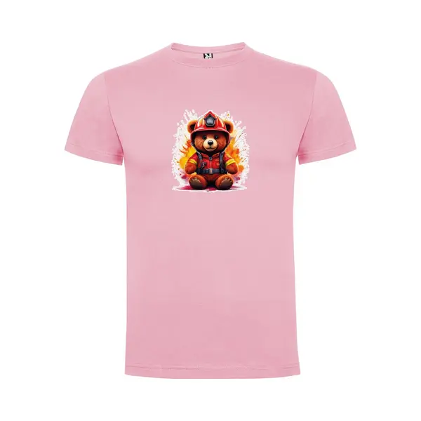 Zacht Roze T-Shirt Met “Kleurrijke Brandweer TeddyBeer “ Print Full Color Maat 2XL thumbnail