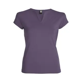 Roly Lila Dames Afgeronde V-hals Getailleerd T-shirt Model Belice Maat L