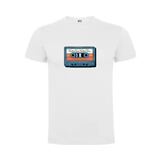 Wit T-Shirt Met “Kleurrijke Timeless Tunes Timeless Times - Casetteband – Jaren 80 – Good Vibes – Muziek “ Print Full Color Maat 4XL