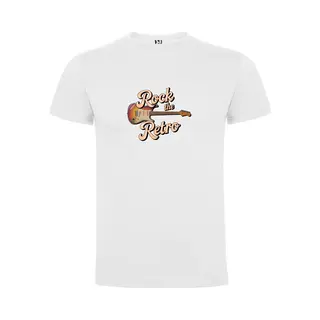 Wit T-Shirt Met “Kleurrijke Rock The Retro - Gitaar – Jaren 80 – Good Vibes – Muziek “ Print Full Color Maat Xl