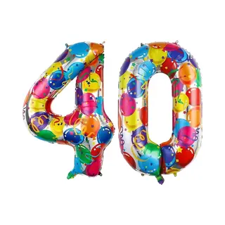 Q2P Cijfer Ballonnen Ballon Cijfer 40 Verjaardag Versiering Feest Helium Ballonnen Cijferballon Folieballon Kleur Xl Formaat