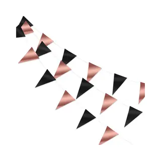Q2P - Slingers - Verjaardag - Versiering - Vlaggenlijn - Feestartikelen - Feest - Decoratie - Slinger - Rose Goud - Zwart