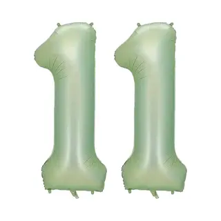 Q2P Cijfer Ballonnen Ballon Cijfer 11 Verjaardag Versiering Feest Helium Ballonnen Cijferballon Folieballon Groen Xl Formaat