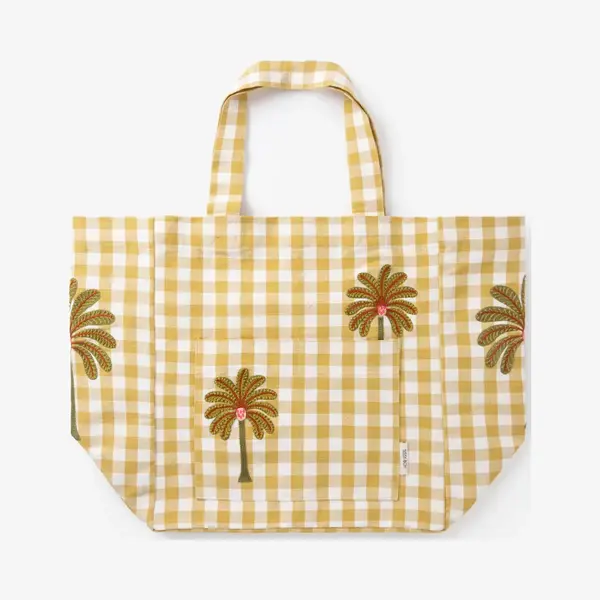Sissy-Boy Gele Geruite Shopper Met Palmbomen thumbnail