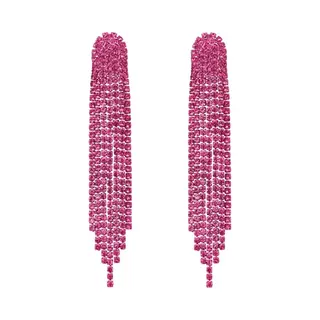 Strass Oorhangers - Roze | Oorbellen 9 X 1, 5 Cm | Bijoux/Zirkonia | Fashion Favorite