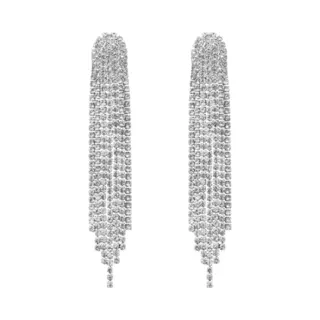 Strass Oorhangers - Zilver | Oorbellen 9 X 1, 5 Cm | Bijoux/Zirkonia | Fashion Favorite
