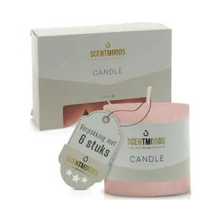 Scentmoods - Stompkaars - Rustieke Kaarsen - Set Van 6 - Flamingo - Kaars - 5x5cm