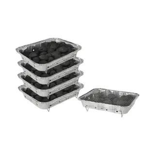 discountershop Wegwerp Barbecue Met Houtskool – 4 Stuks – Instant Bbq Voor Camping, Picknick Of Balkon – Inclusief Rooster – Barbecue Accessoires – Bbq