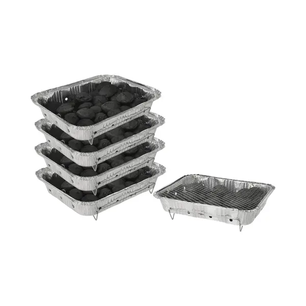 discountershop Wegwerp Barbecue Met Houtskool β 4 Stuks β Instant Bbq Voor Camping, Picknick Of Balkon β Inclusief Rooster β Barbecue Accessoires β Bbq thumbnail