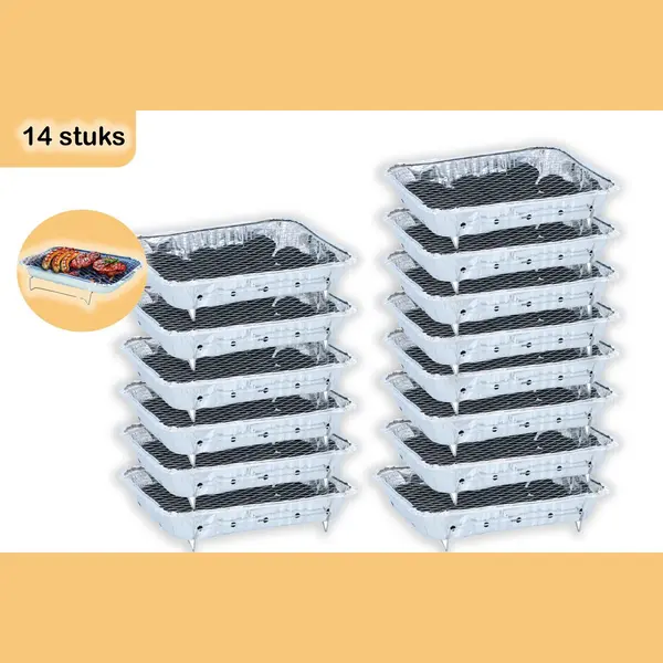 discountershop Wegwerpbarbecue 14 Stuks – Instant Bbq Met 600g Houtskool – Gebruiksklare Barbecue Voor Camping, Picknick En Strand thumbnail