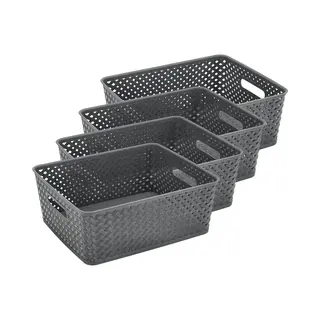 discountershop Opbergmand Set Van 4 – ±12 Liter Per Mand – Opbergmand Speelgoed Kinderkamer – Keukenkast Organizer – Kledingkast Organizer – Kast