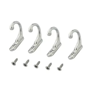 Fsw-Products - 4 Stuks - Kleine Ophanghaken Incl. Schroeven - 22x8mm - Zilver - Rvs - Kapstokhaken - Sleutelhaken - Muurhaken - Wandhaken -
