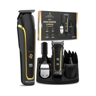 Wellshave 6-in-1 Baardtrimmer Supreme - Trimmer Baard&Lichaam - IPX7 Waterdicht - 6 Opzetstukken