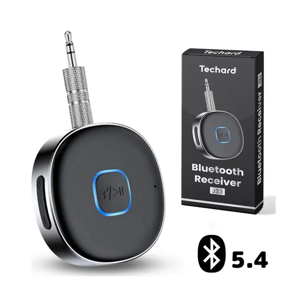 Techard Bluetooth Receiver Auto Bt 5.4 - 3.5MM Aux Bluetooth Ontvanger Handsfree Bellen Bluetooth Audio Receiver - Inclusief Kabel En Plug thumbnail