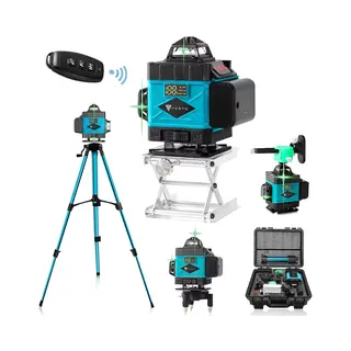 Vesto® 4D Kruislijnlaser - Zelfnivellerend Bouwlaser Met 4-16 Lijnen - 360° Rotatie - Incl. Verstelbaar Statief - 50m Meetbereik - Inclusief