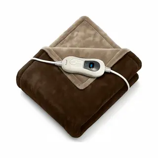 Goliving Elektrische Heizdecke - 3 Wärmestufen - Waschmaschinenfest - 120W - 2, 5 Meter Kabel - 160 X 120 Cm - Braun